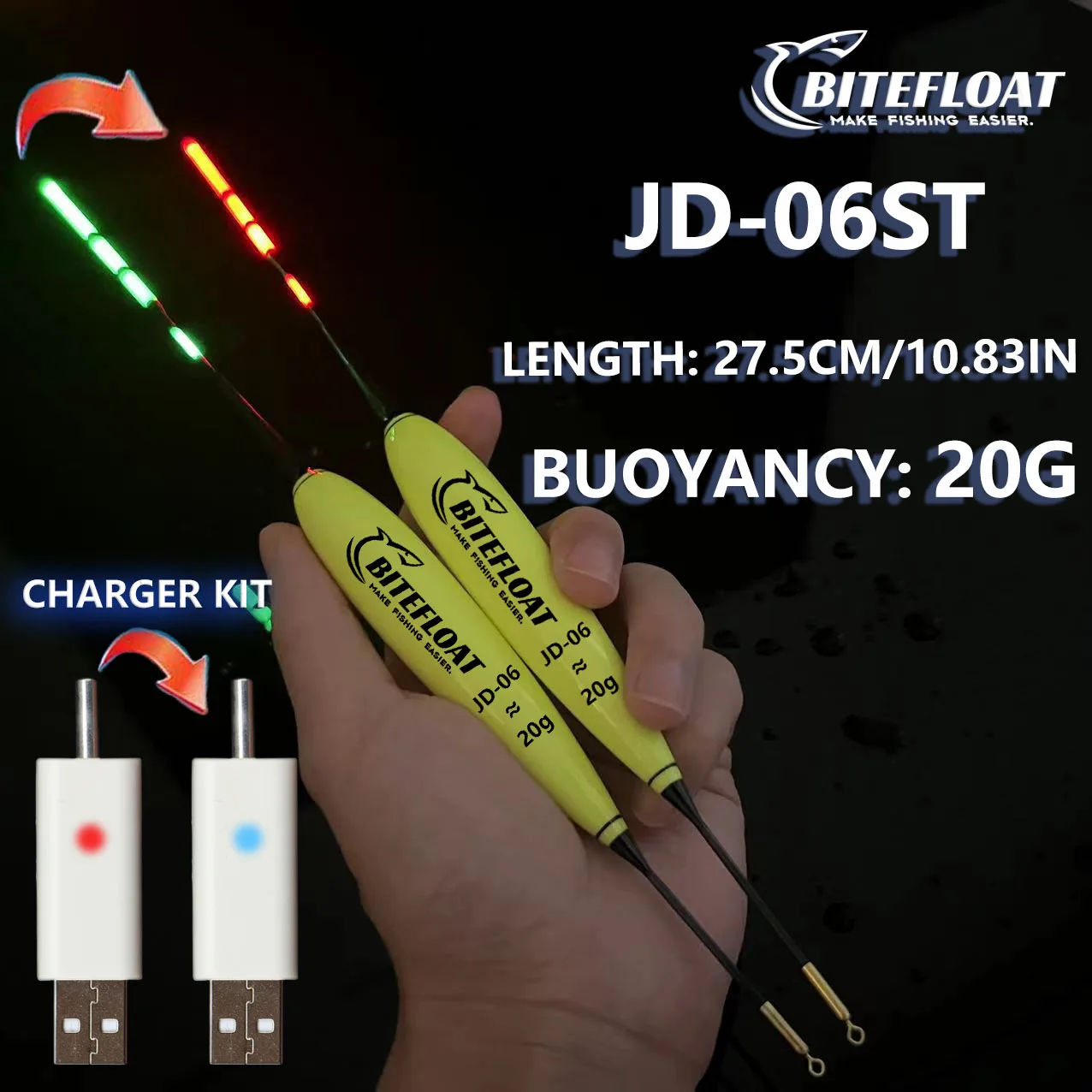 Flotador electrónico LED para pesca de carpas con batería recargable