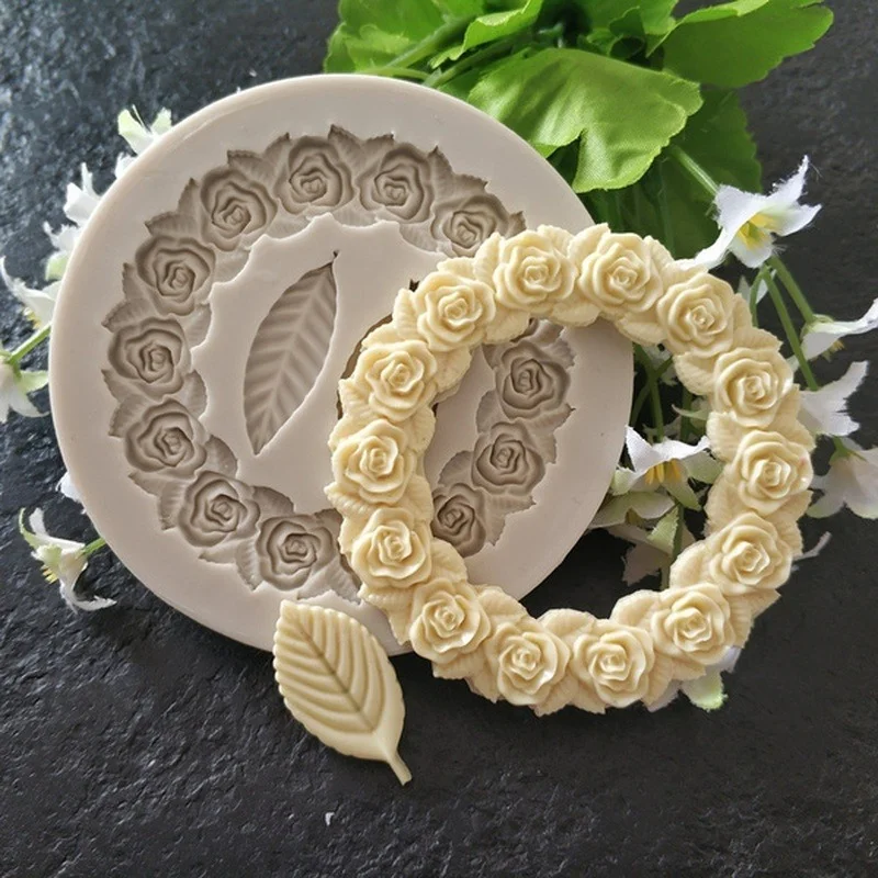 Molde silicona 3D guirnalda de rosas para fondant y galletas - imagen 2