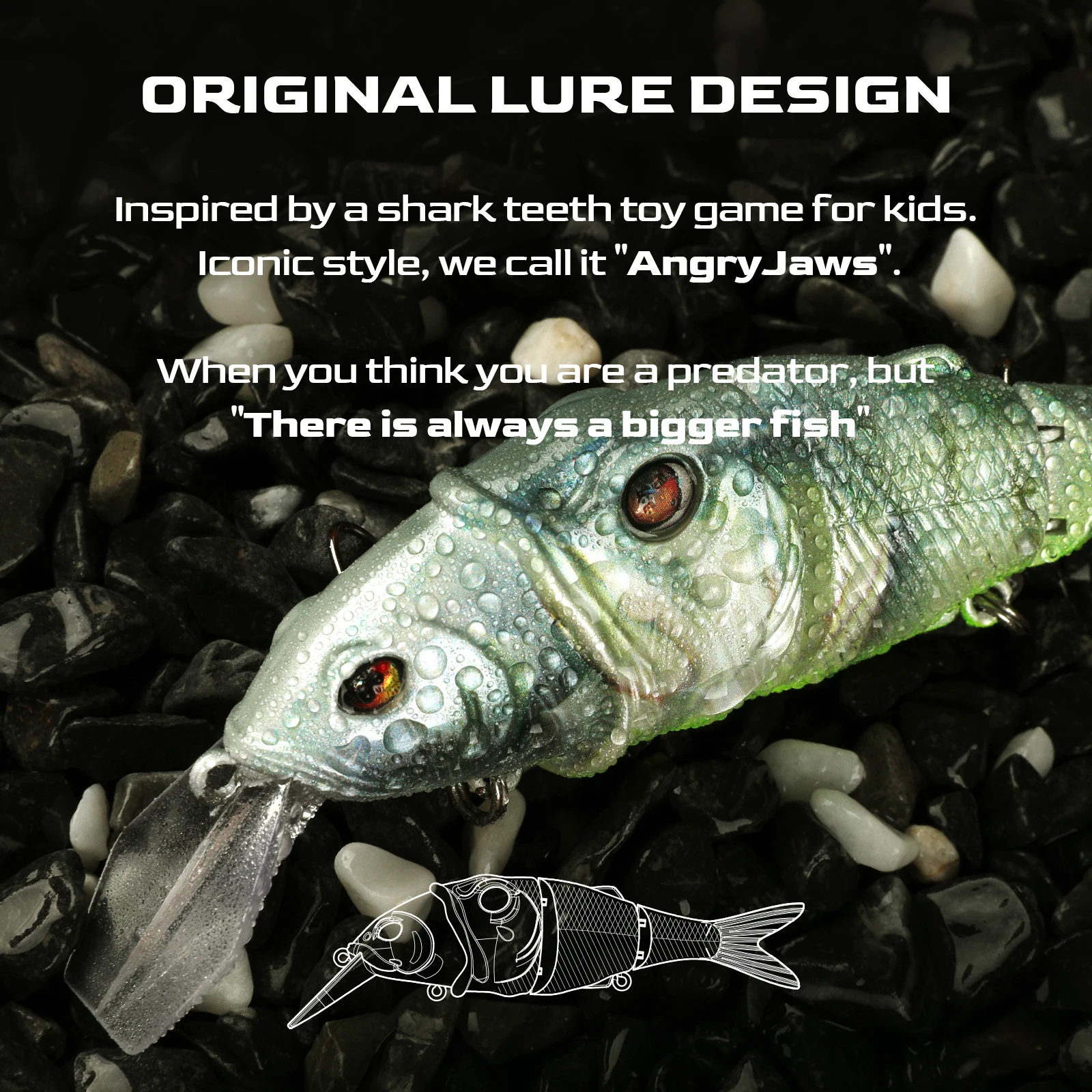 HANDING 3Pcs M1 Swimbait articulado, señuelo de pesca con cuerpo de 3 segmentos, aparejos MUSTAD, anzuelos triples, 15g/24g/37g, señuelo de pesca de labio ancho - imagen 2