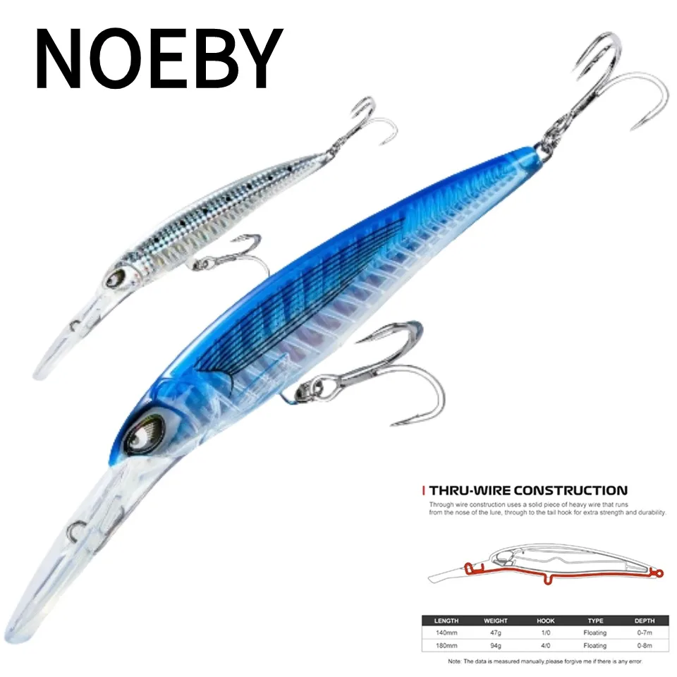 Noeby-señuelo de pesca de pececillos, cebo Artificial duro, aparejos de pesca de pececillos de wobbler, 3 piezas, 14cm/47g, 18cm/94g - imagen 4