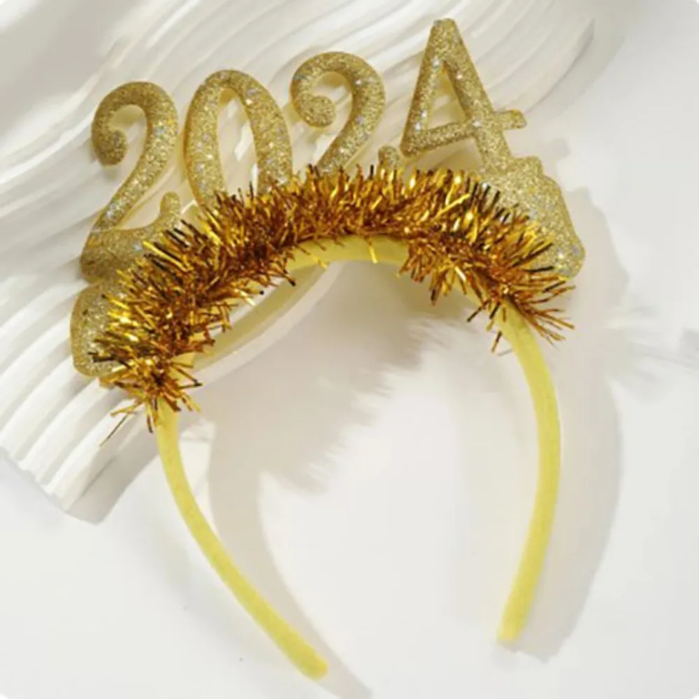 Diadema de Feliz Año Nuevo con purpurina, aro para el pelo con lentejuelas y estrellas, accesorios de fiesta, tocado, regalo para niños y adultos, disfraz decorativo, 2024 - imagen 3