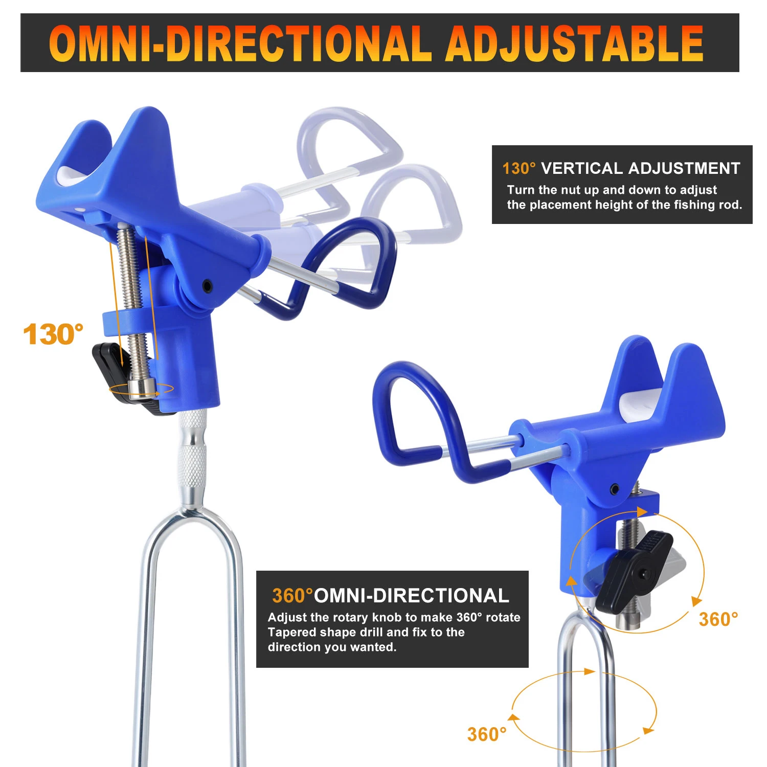 Sougayilang Soporte plegable portátil de alta resistencia 360 °   Soporte ajustable para caña de pescar, soporte para herramientas de pesca resistente a la corrosión - imagen 2