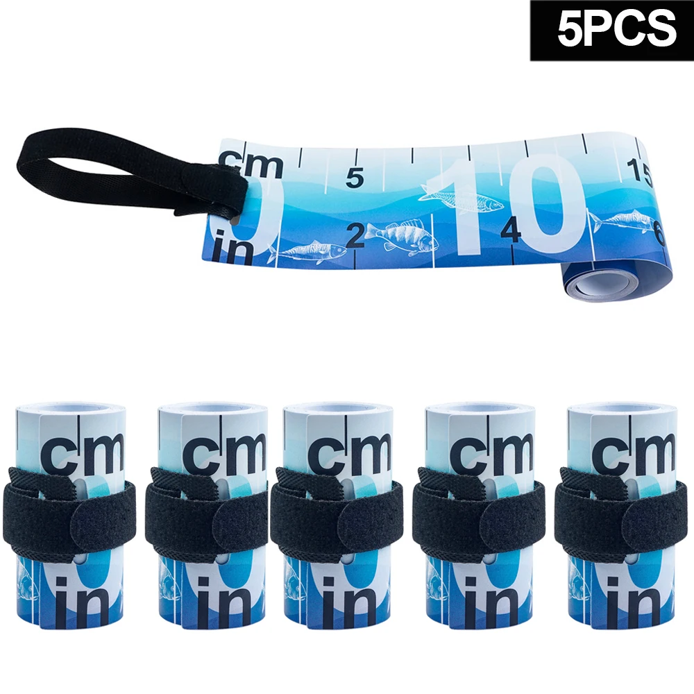 Regla de medición de pesca portátil, cinta métrica de PVC para kayak, accesorios de herramientas de pesca, 5 piezas, 90cm