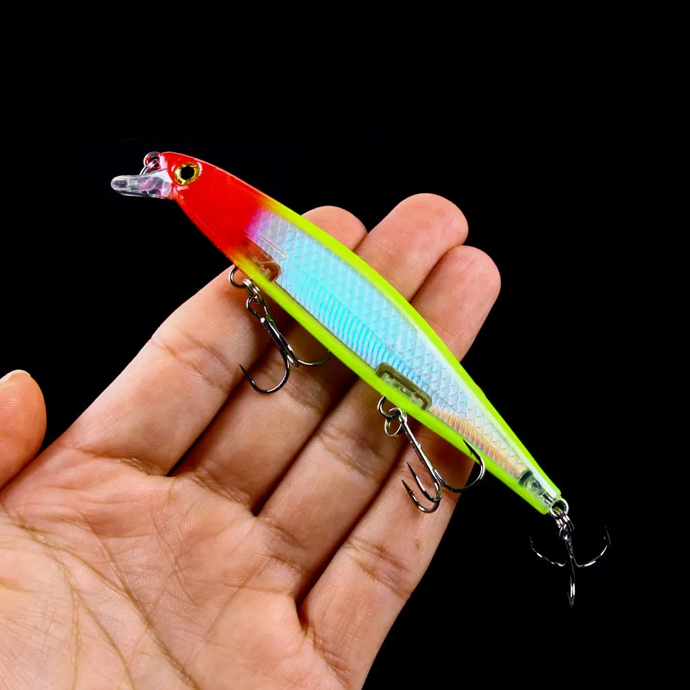 Señuelo de pesca Minnow Trolling, cebo Artificial duro láser, ojos 3D, 11cm, 13g, Wobblers, Lucio, pesca de lubina, Jerkbait que se hunde, 1 ud. - imagen 5