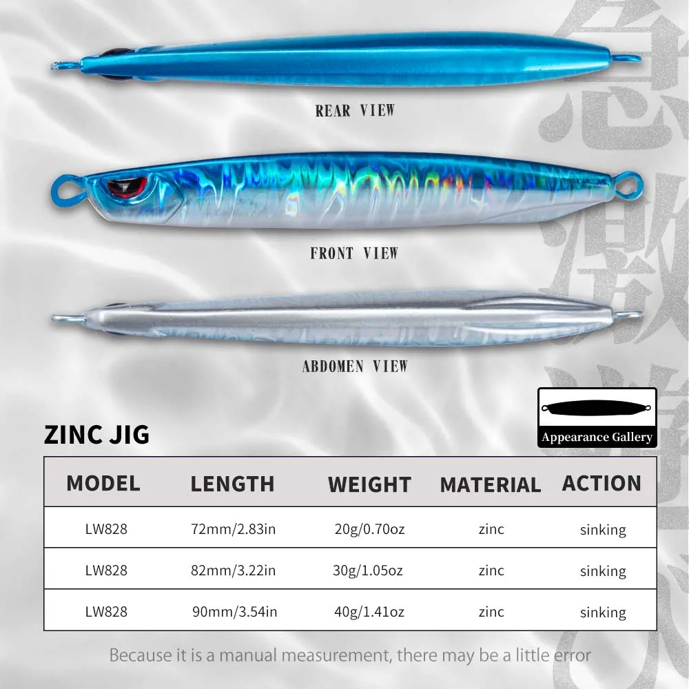Hunthouse Super Slim SSZ Zinc Metal Casting Jig Shore Jigging señuelos 20g/30g/40g Zinc cebo Artificial aparejos de pesca para lubina - imagen 2