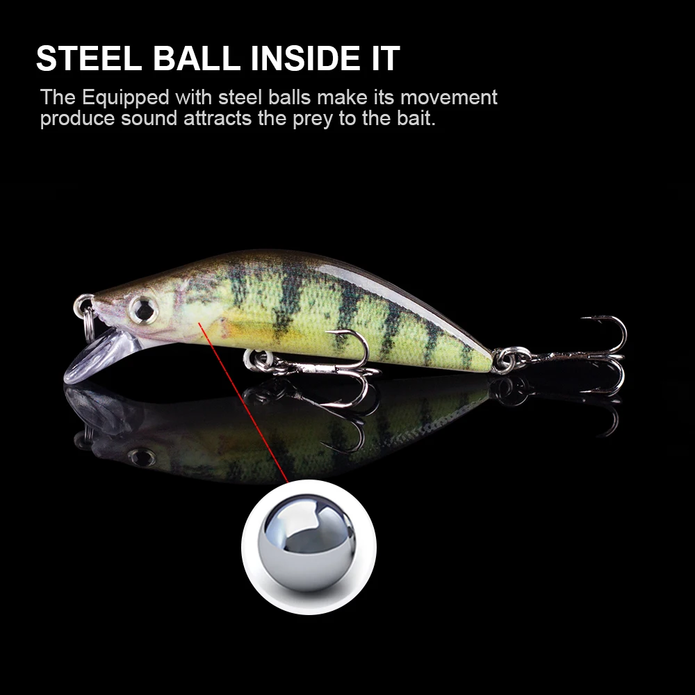 Hanlin Mini Minnow 55mm 5,8g Señuelos de Pesca Artificial hundimiento Crankbait Swimbaits Wobbler cebos duros de plástico Lucio aparejos de lubina - imagen 5