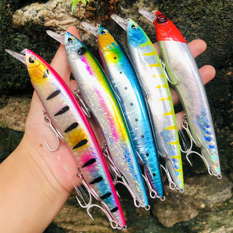 Jerkbait de cara plana, Wobblers flotantes de 2023mm y 30g para Pesca en agua salada, Lucio, atún, novedad de 160 - imagen 4