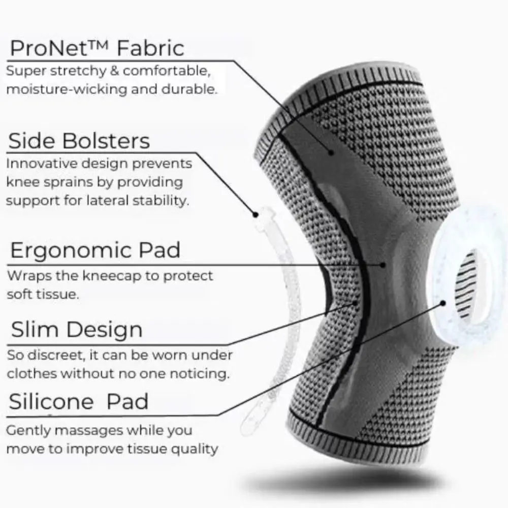 Rodilleras deportivas de diseño antideslizante, estabilizadores de almohadilla de Gel de ajuste cómodo, rodillera de compresión, soporte estabilizador de ajuste de compresión