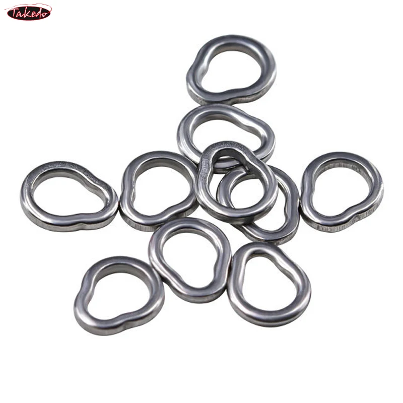 TAKEDO 50 unids/bolsa anillo sólido de pera calabaza L M S XS conector sin costuras plano de un solo bucle accesorios de pesca