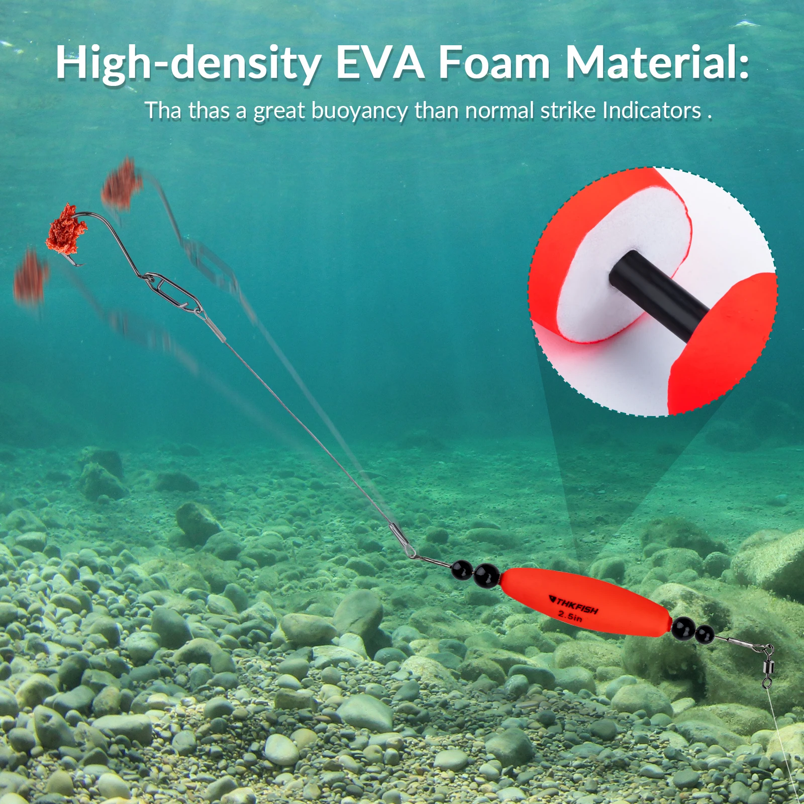 THKFISH, 2 uds., aparejos flotantes para bagre, sonajero, clavija de corcho, flotadores, aparejos de cebo con cuentas sonajero, ganchos circulares de pulpo, grúa giratoria - imagen 5