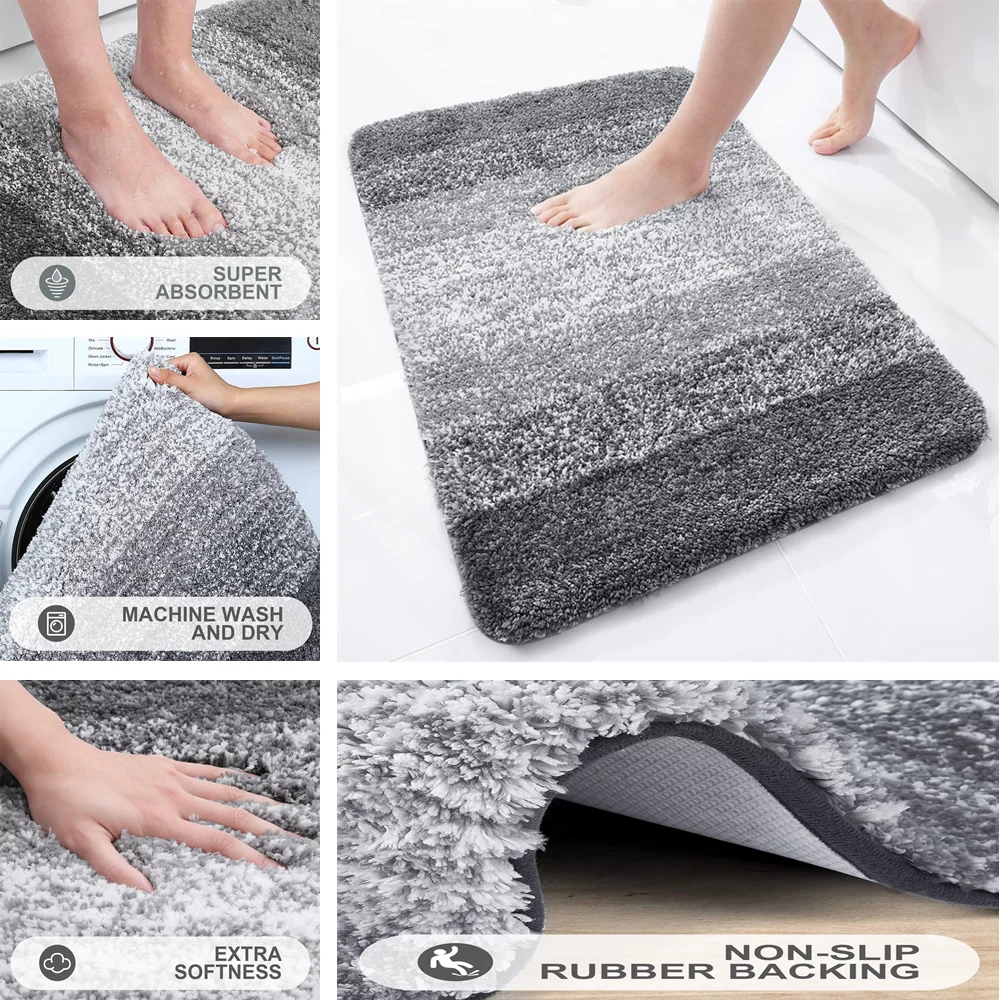 Alfombra de baño de microfibra absorbente, alfombrilla suave para pies, antideslizante, felpa, lavado seco, suelo de puerta, ducha, 40x60CM - imagen 3