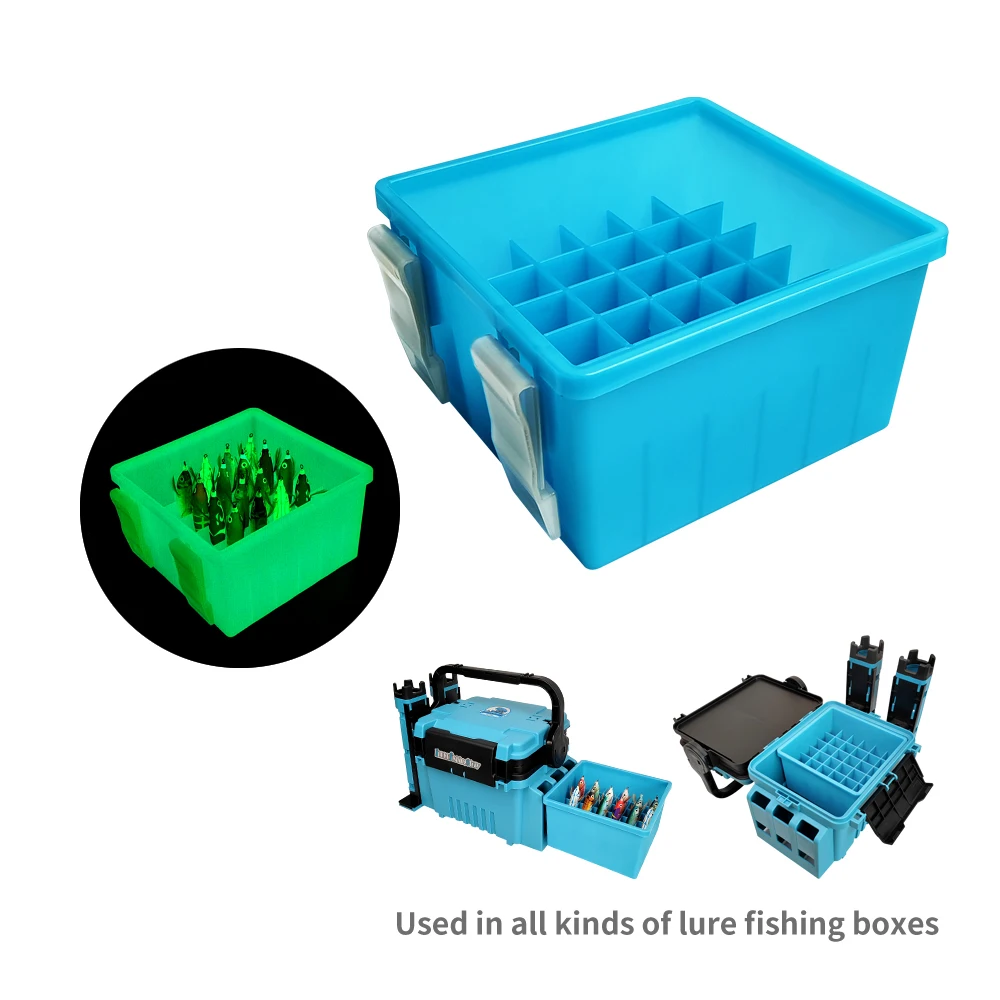 Cajas de almacenamiento de pesca luminosas, plantilla de calamar, contenedor de cebo duro, caja Egi, organizador de plástico, caja de almacenamiento de herramientas de señuelo, aparejos de pesca
