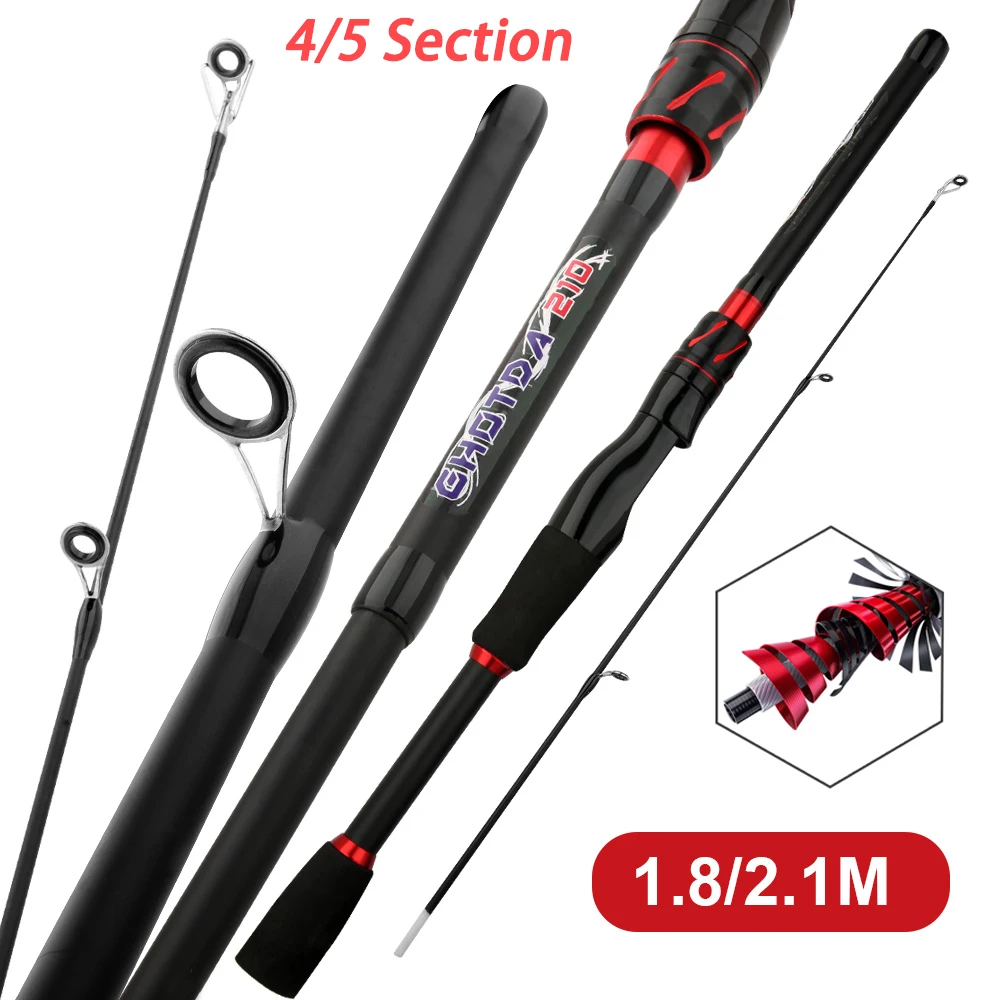 Casting Spinning Fishing Rod 2.1/1.8m UltraLight  Lure Rod  Carbon Fiber Rod Pole 4/5 Section with EVA Handle 3-15g Lure WT - imagen 3