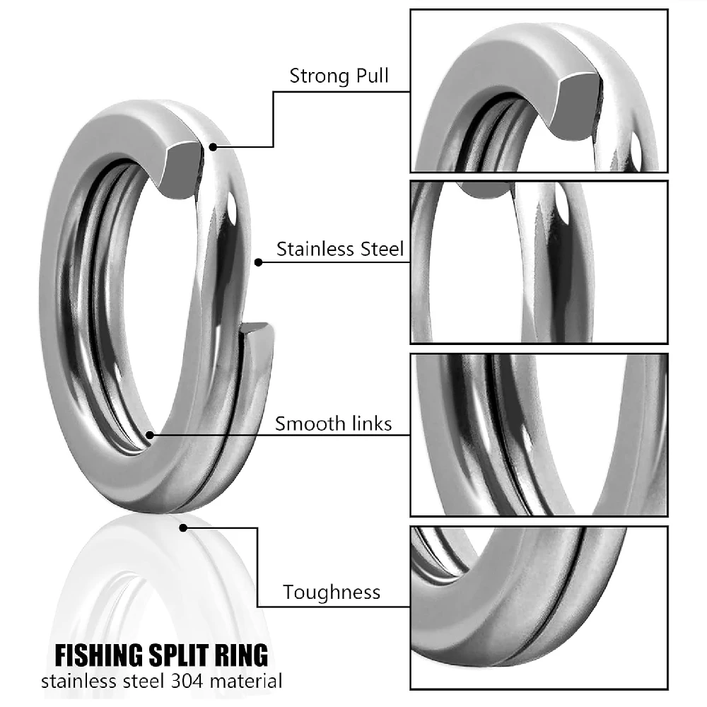 180pcs Inline Single Hooks Replacement Spinner lure Spoon Fishing Hooks Artificial Bait Large Eye Circle Hooks with Split Rings - imagen 4