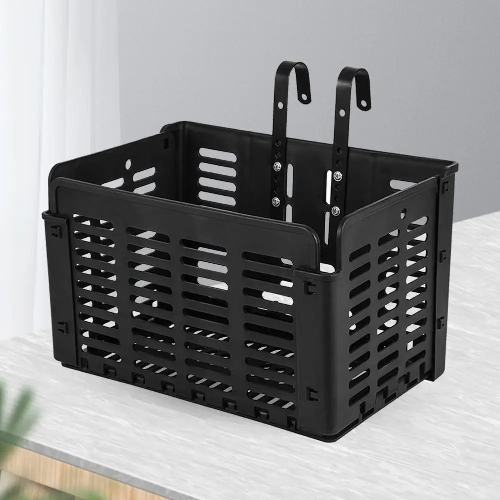 Cesta con gancho para bicicleta, manillar frontal negro, cesta plegable para bicicleta, cesta colgante desmontable, suministros para bicicleta