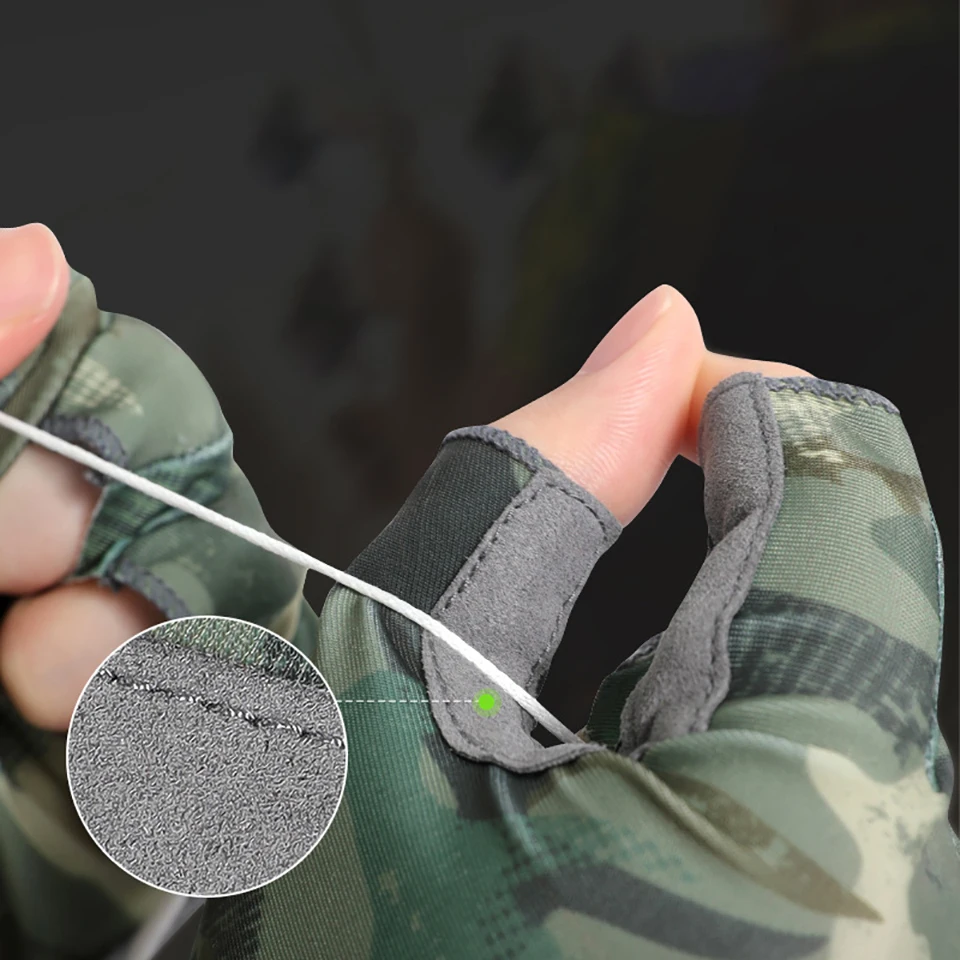 WALK FISH 1 par de guantes de pesca medio dedo transpirable antideslizante de secado rápido protección solar profesión verano pesca al aire libre - imagen 4