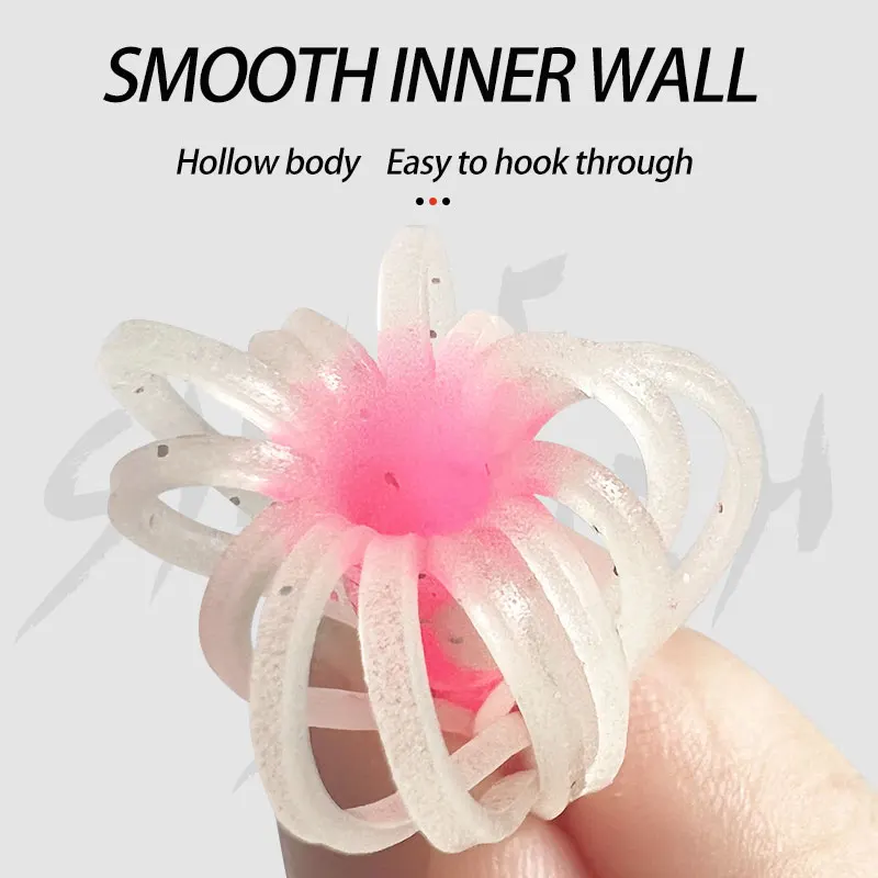 Falda de calamar suave de boca larga, 5 piezas, falda de pulpo, Señuelos de Pesca de Mar, cebos Sabiki Rig, señuelos de Anguila, plantilla de agua salada - imagen 4