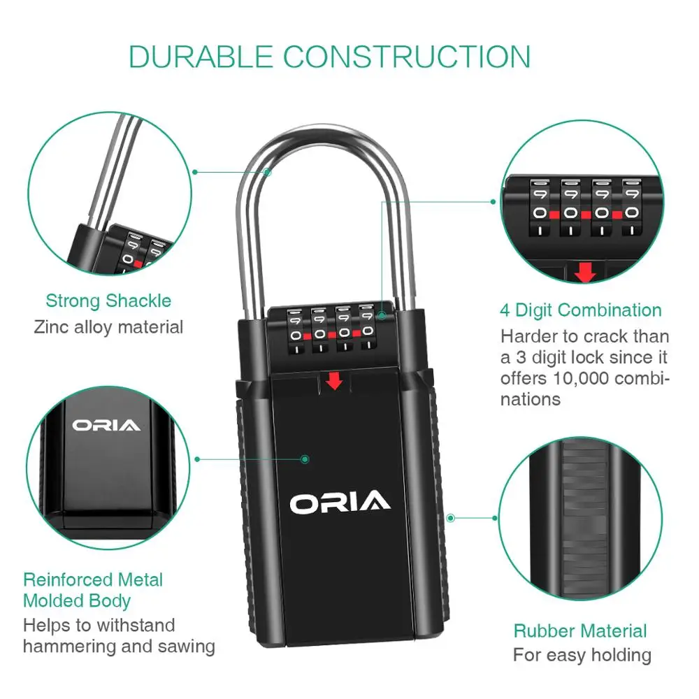 ORIA Caja seguridad impermeable – Candado 4 dígitos exterior pesca - imagen 2
