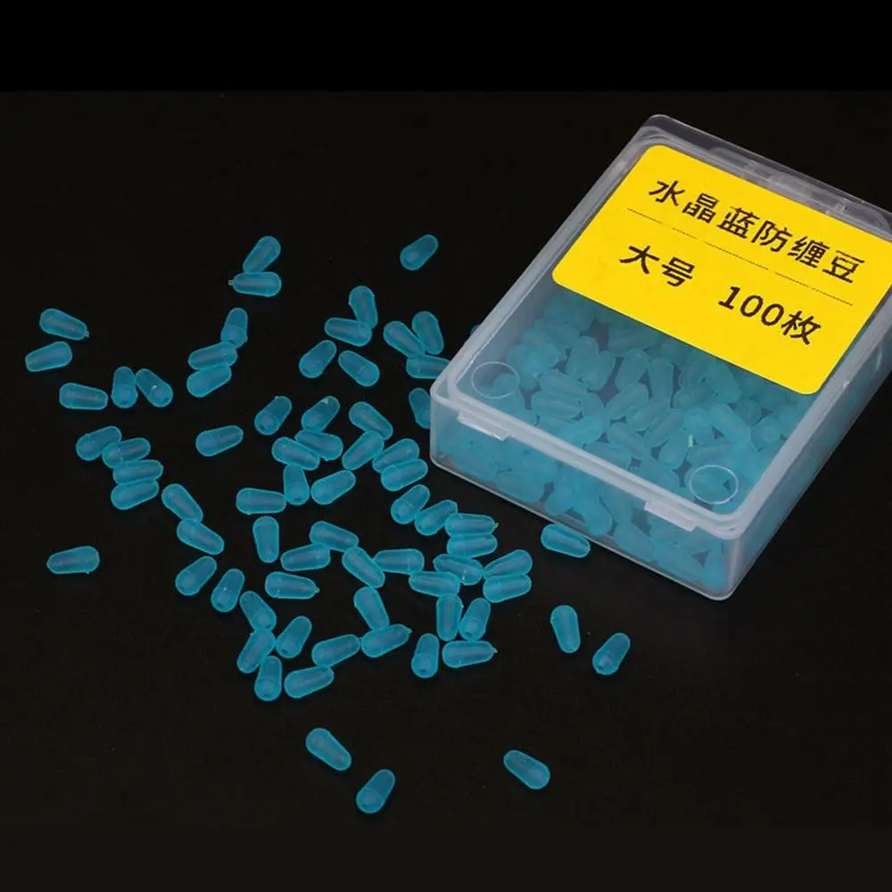 Lote de 100 unidades de bolas espaciales de goma de alta calidad, pesca con mosca de carpa marina, tapón de goma azul ovalado, flotador de pesca - imagen 4