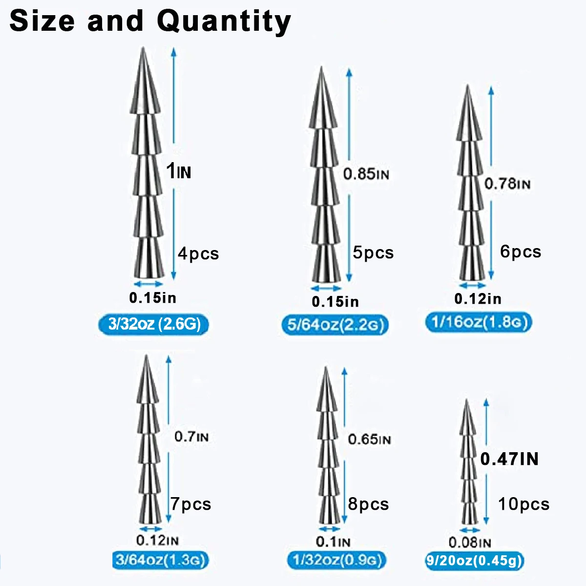40 Uds. Pesos de pesca de uñas de tungsteno, plantillas de señuelo de gusano para aparejo Neko, aparejo loco, peso de uñas, señuelo, aparejos de pesca - imagen 2