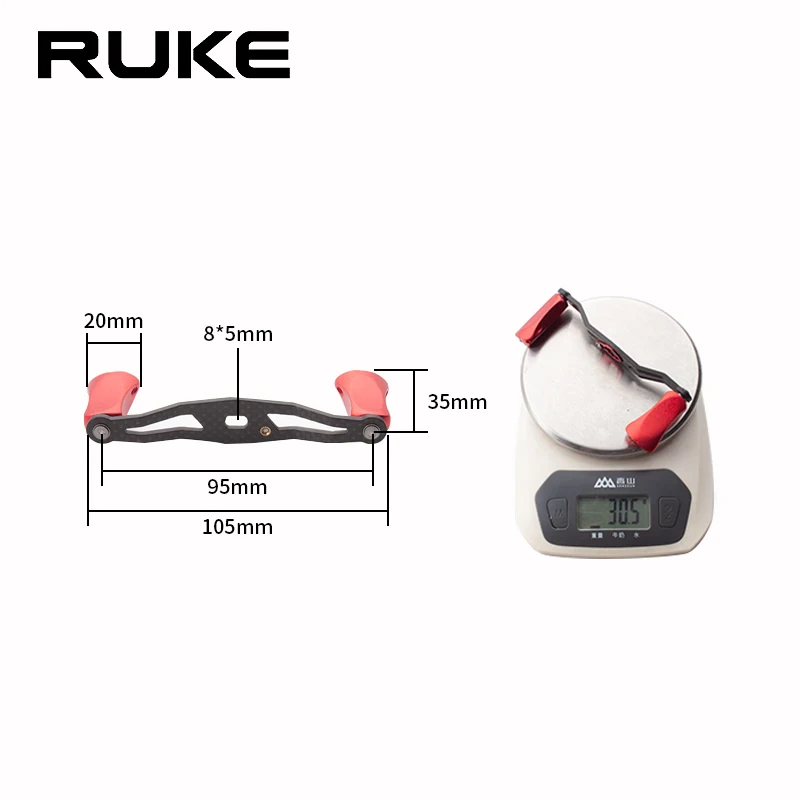 Ruke-mango de carrete de pesca de fibra de carbono con perilla de aleación para carrete de pesca de fundición tipo D/A, accesorio de aparejos de pesca DIY, 1 ud. - imagen 2