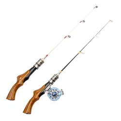 Caña de pescar en hielo de cola ligeramente plana sólida 50CM 60CM 70CM caña de pescar de invierno portátil MINI puente caña de pescar