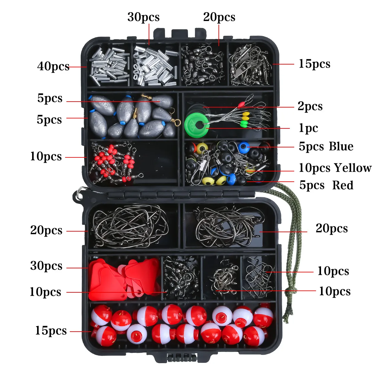 Kit Accesorios de Pesca con Caja – Ganchos, Giratorios y Plomos - imagen 4
