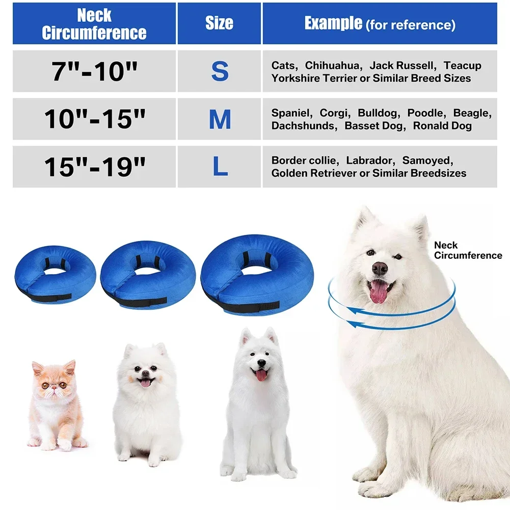 Conos para perros después de la cirugía, Collar protector inflable para perros, Collar de recuperación para mascotas, cono suave para mascotas para perros pequeños, medianos o grandes, gatos - imagen 2