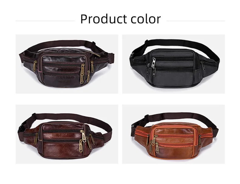 Explore nuestras versátiles bolsas de cintura de cuero en ricos tonos marrones y negros