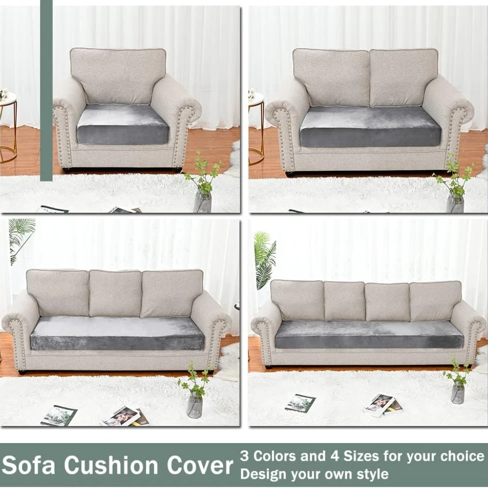 Fundas para cojines de sofá, funda elástica de terciopelo para asiento de sofá, fundas elásticas antideslizantes universales, Protector de muebles de repuesto - imagen 5