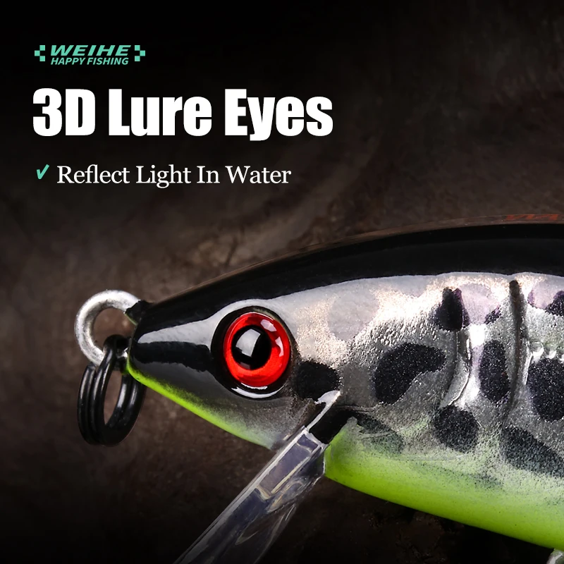 WEIHE Sinking Mino A 7,5 cm 9,7 g cebo duro con anzuelo triple cebo Luya 10 # Pescado 3D - imagen 4