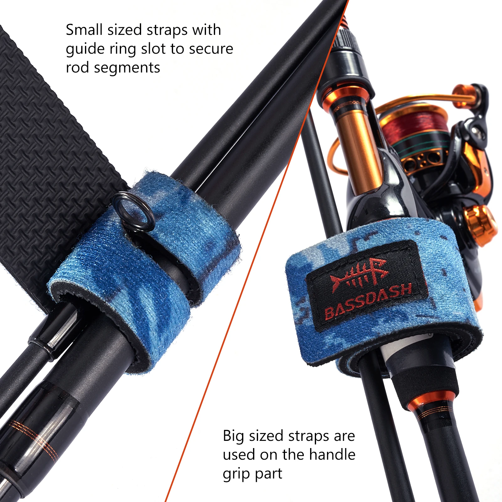 Bassdash correas de caña de pescar, cintas elásticas impermeables para caña giratoria, caña de mosca, caña de fundición, paquete de 6 - imagen 5