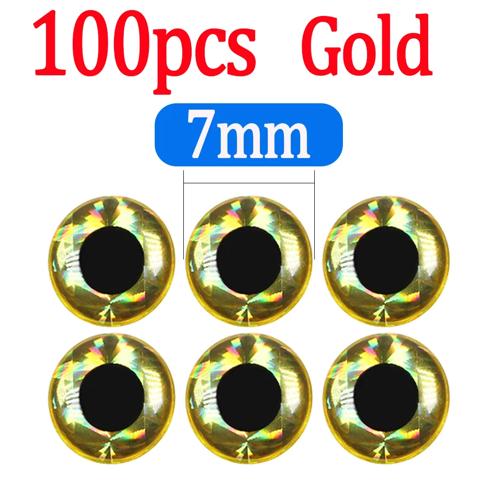 100pcs Gold 7mm