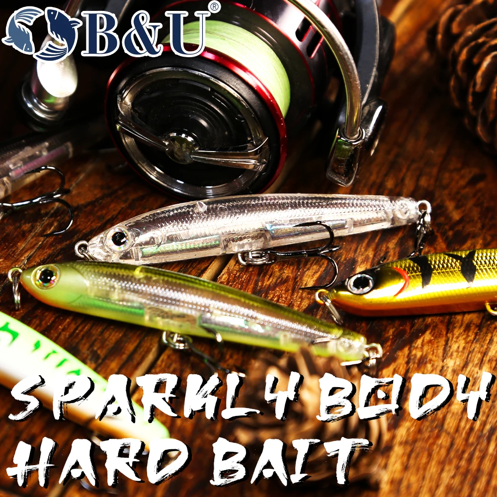 B & U 68mm 8,2g lápiz que se hunde palo pesado señuelo de pesca agua salada sin labios Minnow Wobbler cebo de plástico duro - imagen 3