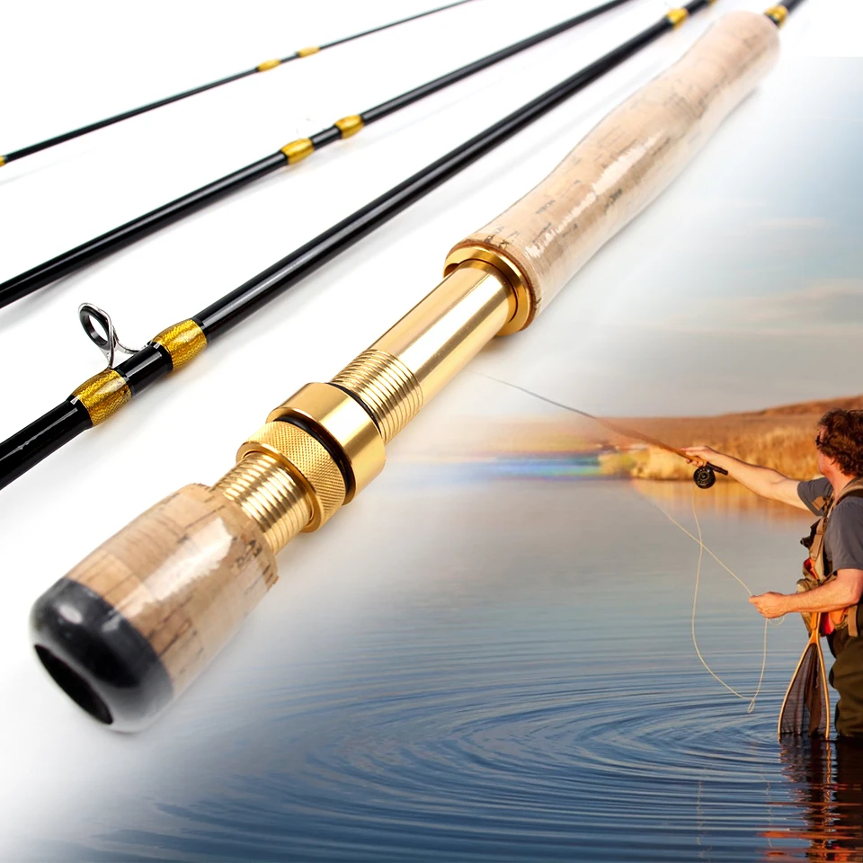 Ligero y de fundición larga, esta caña de pescar multifuncional con mosca de cuatro secciones es adecuada para varios entornos de pesca. - imagen 2