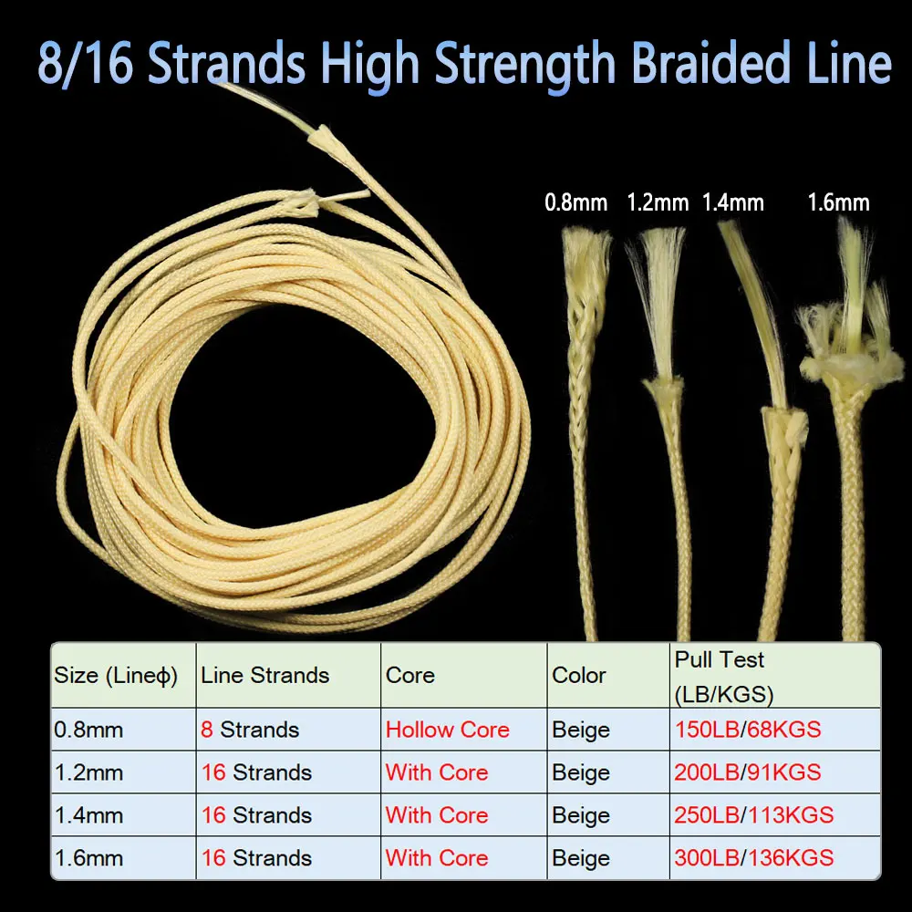 Bimoo-sedal de pesca trenzado de alta resistencia, hilo de asistencia de núcleo hueco fuerte para encuadernación, accesorios de anzuelo de Jigging, 150LB ~ 300LB - imagen 3