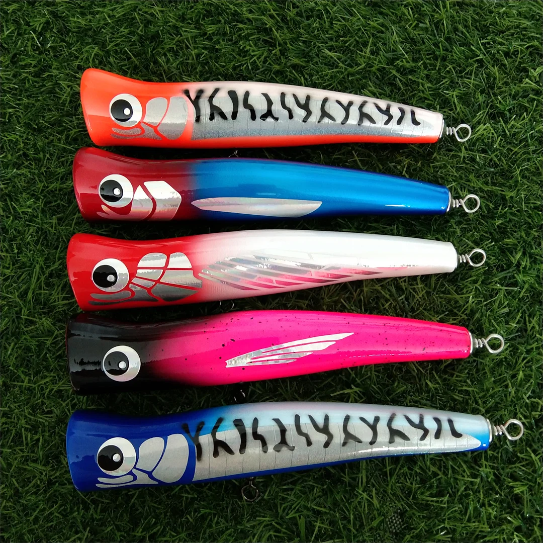 Swolfy-señuelo de pesca de 21cm y 100g, cebo Popper Topwater de madera, cebo duro, Wobblers flotantes artificiales, aparejos de pesca de plástico, 1 ud. - imagen 4