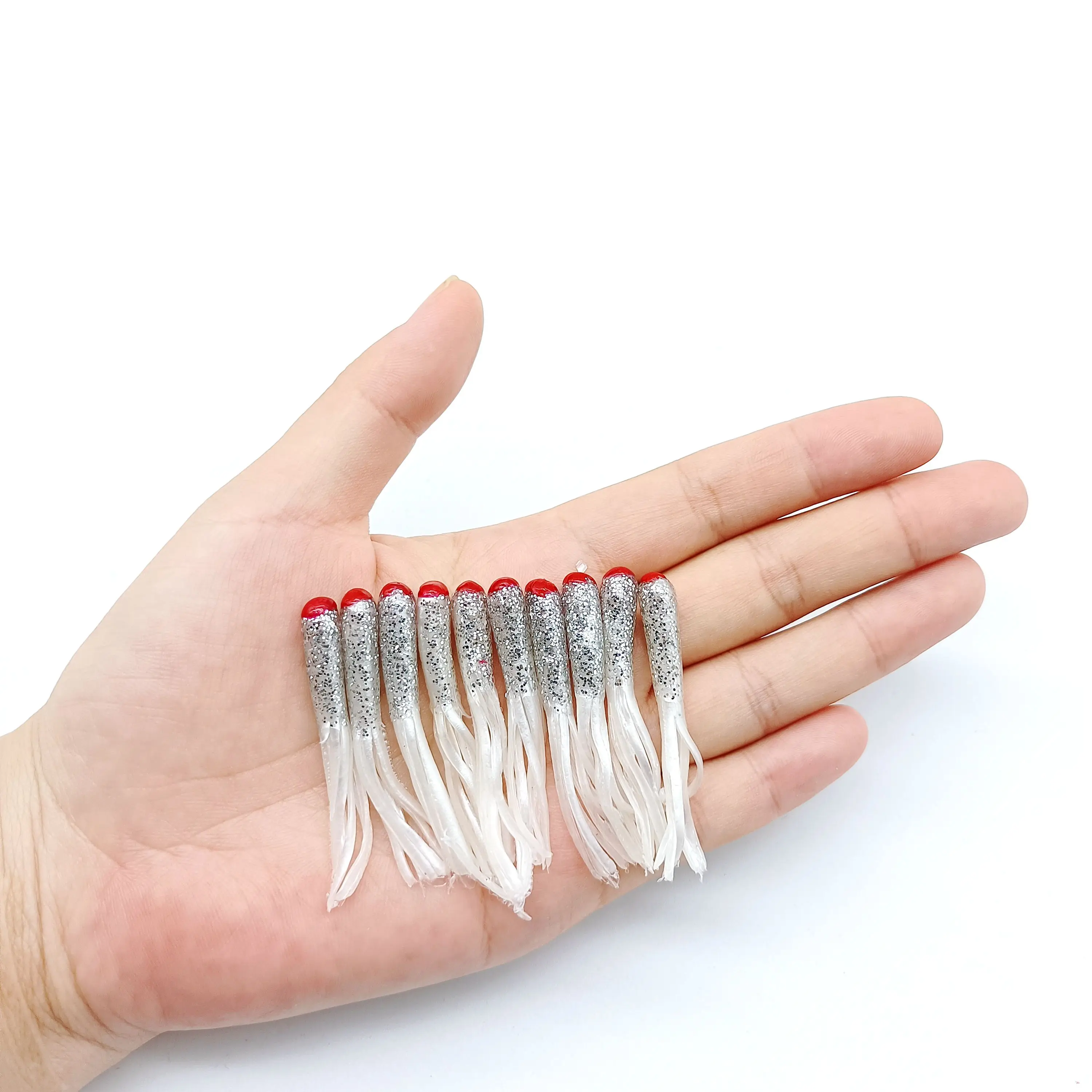 DUODUOYU 20 piezas señuelo de Pesca de gusano suave 4,5 cm tubo de calamar Pesca Isca señuelo de Pesca lubina cebo Artificial accesorios de Pesca - imagen 2