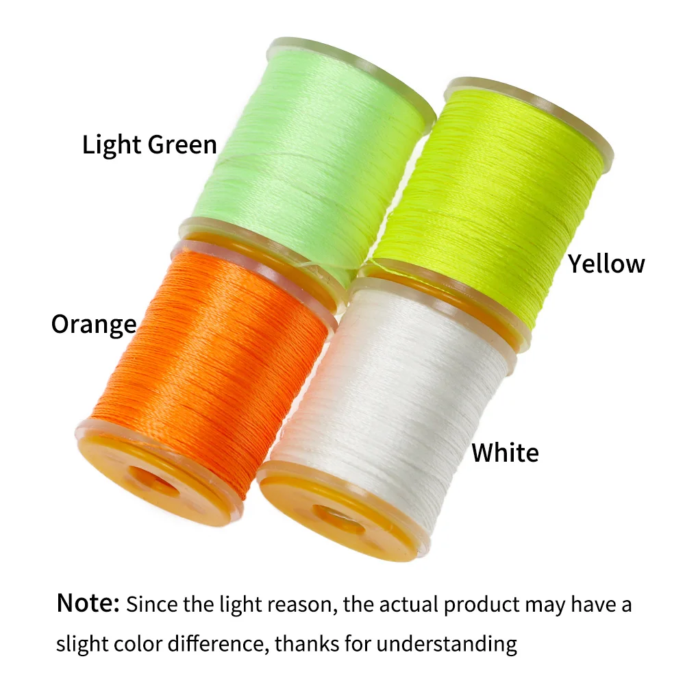 Bimoo hilo fluorescente y luminoso para atar moscas, hilo de poliéster 150D para salmón, lubina, trucha, moscas, Material de anudado, verde y naranja - imagen 4