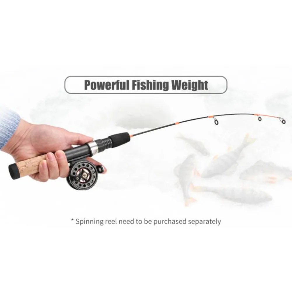 Caña pesca hielo mango corcho – Fibra de vidrio ligera - imagen 3