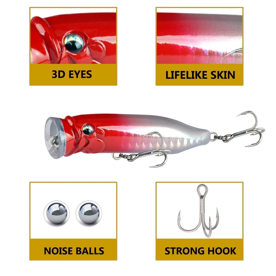 Popper Topwater duro 7 cm – Crankbait wobbler para perca - imagen 4