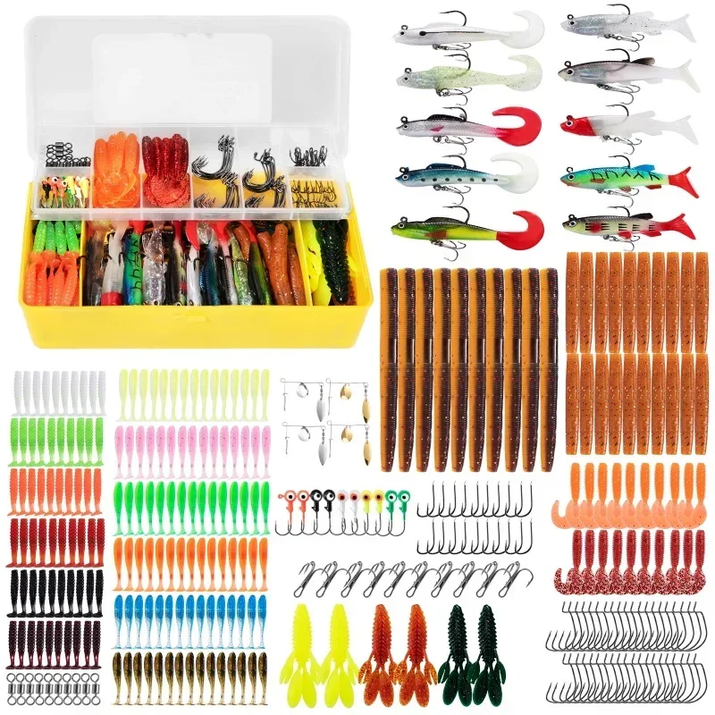 Juego de Señuelos de Pesca de 350 Uds., Kit de cebo de silicona suave de agua dulce, Wobbler Artificial, plantilla de Metal, cucharas, anzuelo, accesorios de pesca, aparejos - imagen 2