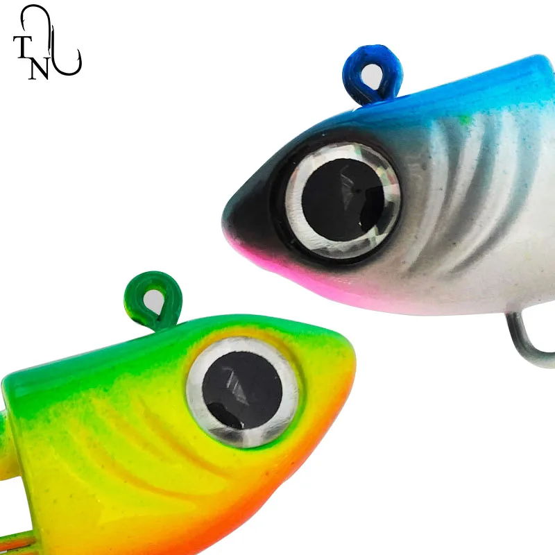 TN68 10G - 40G anzuelo con cabeza de pez VIB Spinner cebos anzuelo de gusano señuelos de Jigging de Metal con anzuelos triples para perca y lubina - imagen 4