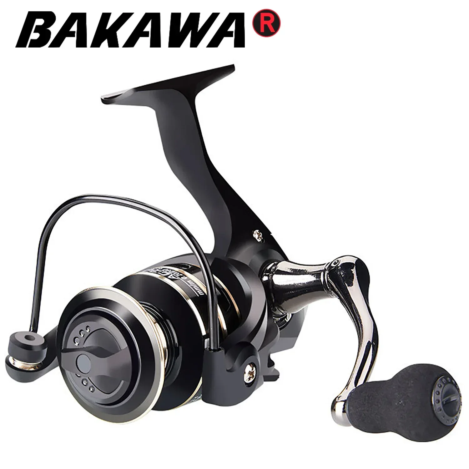 BAKAWA-carretes giratorios de acero inoxidable, Carrete de arrastre máximo de 12KG, rueda de Pesca de Metal 5,2: 1, bobina de agua salada para accesorios - imagen 3