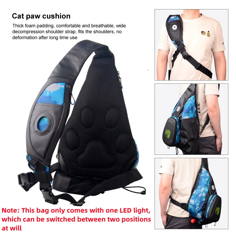 Nuevo bolso de hombro para pesca, bolso cruzado para deportes al aire libre, Señuelos de Pesca, caja de línea, aparejos de almacenamiento, bolsa impermeable con luces LED - imagen 4