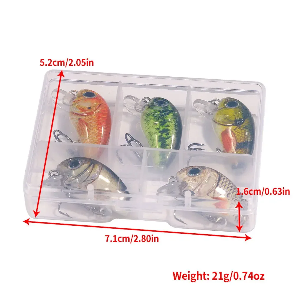 5 unids/caja Mini cebo de manivela Wobblers flotantes para señuelo de pesca juego de Wobblers cebo Artificial 2g peces falsos señuelos duros aparejos - imagen 5