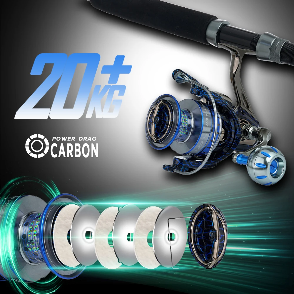 Marca MBLN, carrete de pesca giratorio, 90% de Metal completo, engranaje de aleación, carrete, pie y mango, 5 + 1 rodamiento de bolas de acero, traje de agua salada y agua dulce - imagen 4