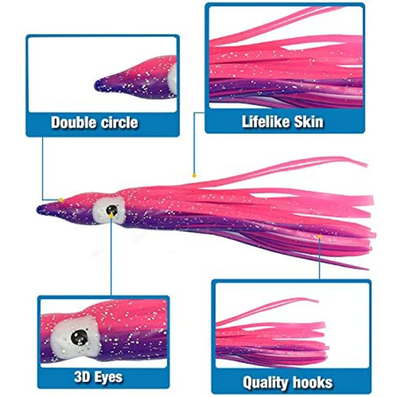 PRO BEROS 5 uds faldas de pulpo luminosas suaves señuelo 5-12cm silicona atún corrico con falda de calamar Jigging pesca en el mar cebo brillante - imagen 3