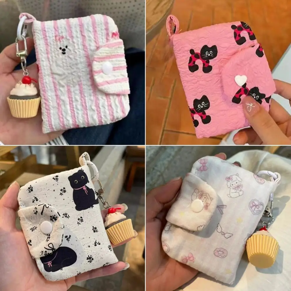Monedero informal de lona con forma de Animal, monedero multicapa con gato/oso/ambino, Mini tarjetero de dibujos animados para auriculares - imagen 5
