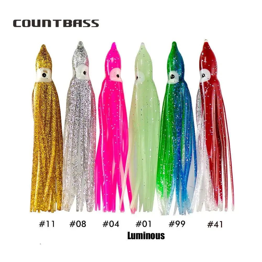 Countbass 30 Uds 6cm 8cm 10cm 12cm 15cm 18cm, 2,5 "3" 4 "5" 6 "7" faldas de calamar para curricán, señuelos de pulpo blando, cola de pesca de atún - imagen 3